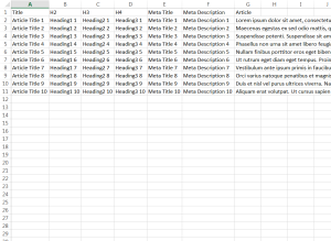 Sample CSV